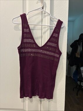 Vocal Plum Studded V-Neck Tank